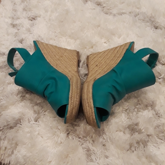 Blue Espadrille Wedge Heels - Picture 5 of 7